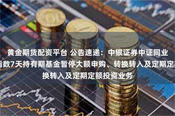 黄金期货配资平台 公告速递：中银证券中证同业存单AAA指数7天持有期基金暂停大额申购、转换转入及定期定额投资业务