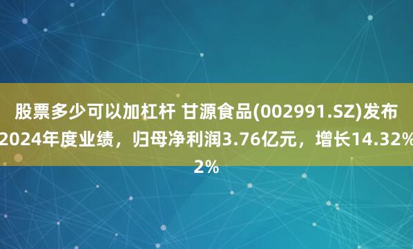 股票多少可以加杠杆 甘源食品(002991.SZ)发布2024年度业绩，归母净利润3.76亿元，增长14.32%